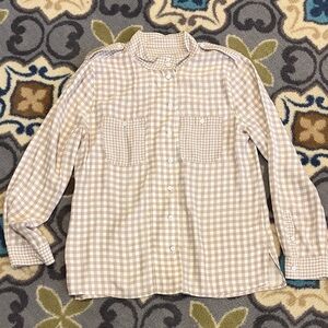 Equipment Beige and White Gingham Silk Button-Down